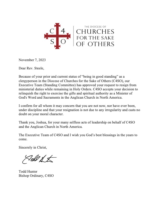 ACNA Resignation Letter